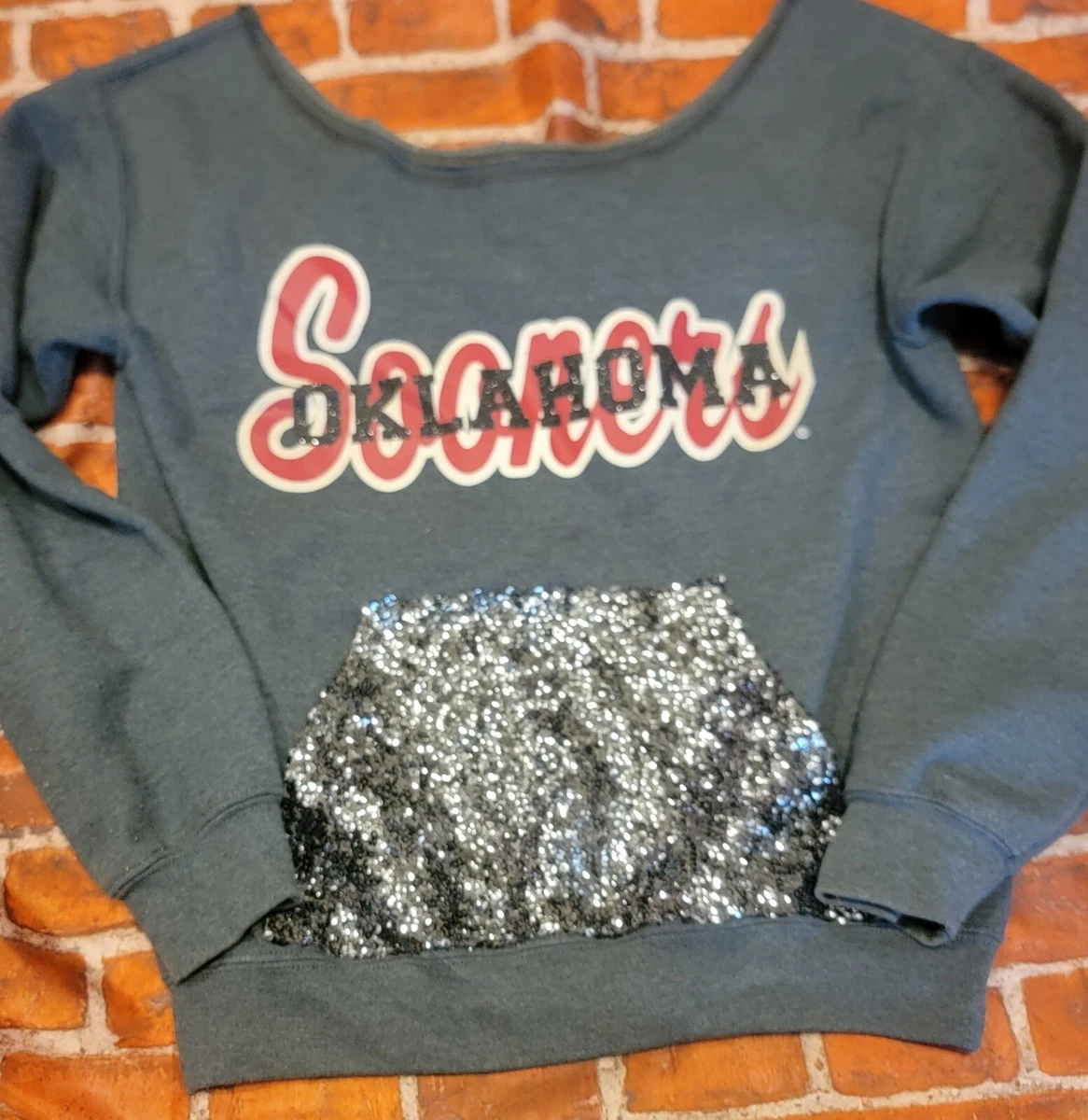 Oklahoma Sooners Womens Sweatshirt Sz Small Game Day Couture Ou Sequins