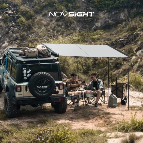 6.6'L x 9.8' WRooftop Car Side Pull Out Sun Shade Awning Outdoor Camping Travel - Picture 1 of 13