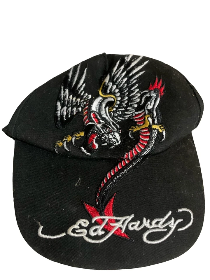 Vintage Ed Hardy Kids Dragon Black Cap Baseball Adjustable Hat Grunge - Image 2 of 4