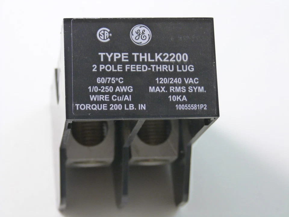 GE THLK2200 2 polos 120/240V lengüeta de alimentación 1/0-250 AWG NUEVO sin caja Foto 2 de 4