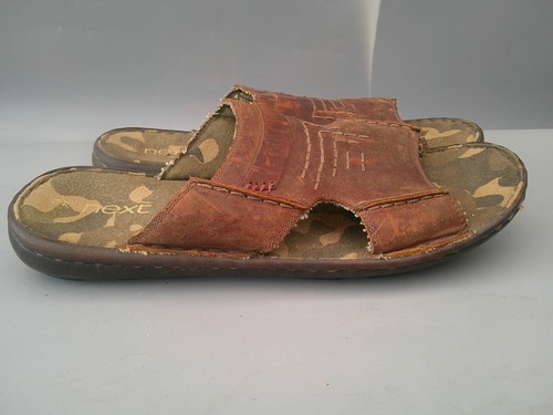 Hombre Next Distressed Cammo Marrón Cuero Sandalias Talla 10 - Imagen 2 de 8