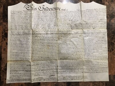 Rare Vintage Original 1846 Bucks County PA. Land Deed Indenture 19 x 23 