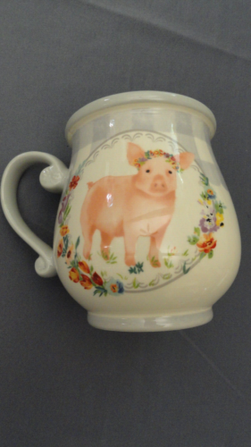 Pioneer Woman Piggie Pig Gingham Pot Belly Mug 16 oz - Picture 1 of 5