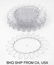 10 Pcs Round Nail Art Acrylic False Fake Tips Display Practice Wheel Clear