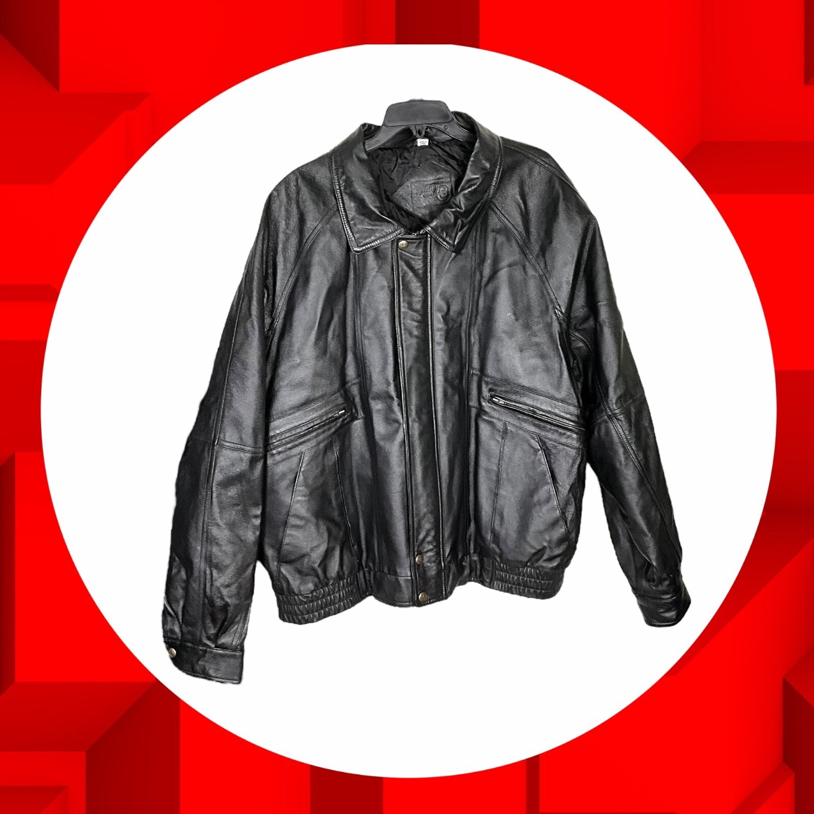 Outdoor Exchange Black Leather Bomber Coat Jacket Men… Gem