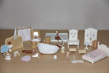 Lot of Calico Critters Furniture Lot Sylvanian Families + Deluxe Bathroom Sets
