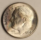 1964 D  Roosevelt  Dime UNC/AU Toning Rainbow 1583