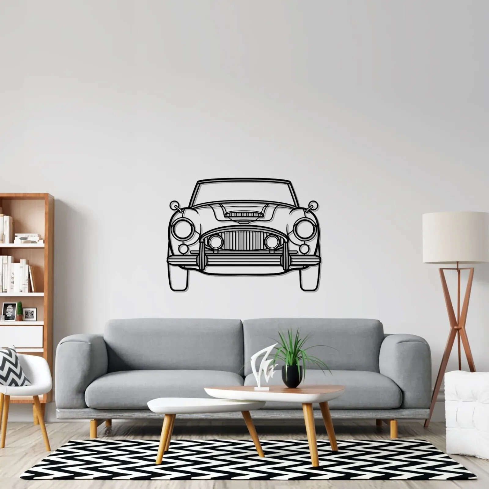 Wall Art Home Decor 3D Acrylic Metal Car Auto Poster USA Silhouette Healey 3000