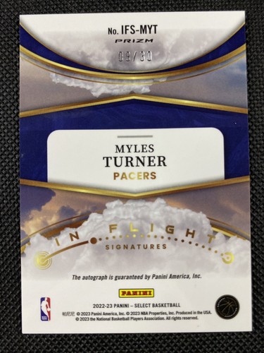 2022-23 Panini Select Myles Turner In Flight Orange Pulsar Auto /30 #IFS-MYT - Picture 2 of 2