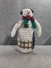 Snowman Decoration Christmas Red Scarf Green Head Muffs 9.5” Tall