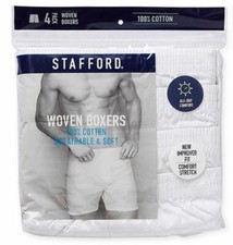 Stafford 4-Pack Men's 100 Cotton Woven Boxers White