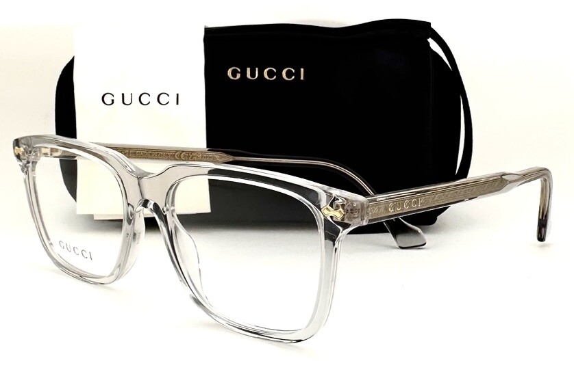 New Gucci Eyeglasses GG07370 017 Grey Transparent 53-18-150 With