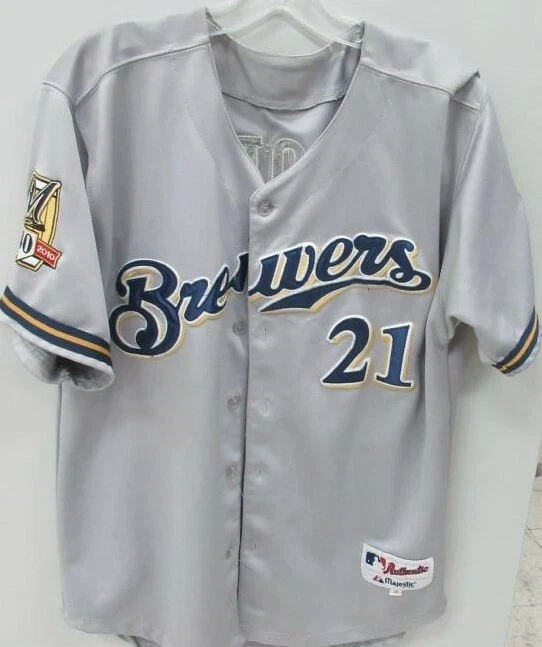 Majestic Milwaukee Brewers Eduardo Escobar Baseball Game Jersey/40th Anniv  Patch