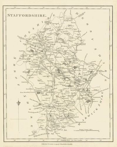 Staffordshire county map by John Stockdale 1795 old antique plan chart