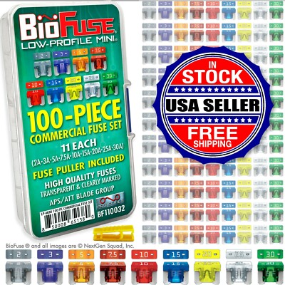 BioFuse  Low Profile Mini ATT 100 Piece Fuse Assortment *100 LP-Mini Blade Fuses