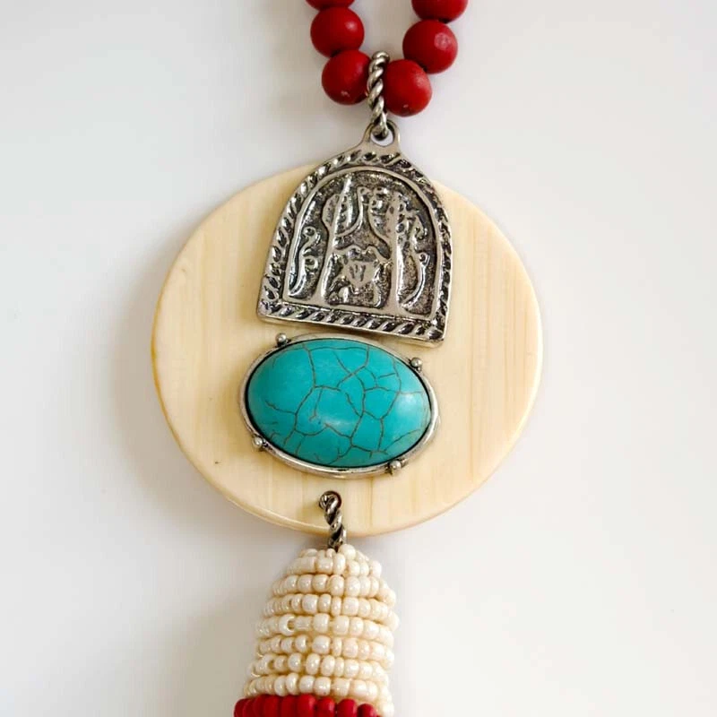 Colar pingente borla 32" Chicos declaração presente vintage feminino joias de festa - Imagem 3 de 4