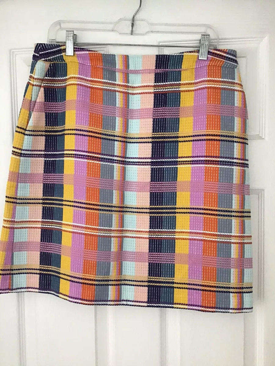 Halogen blue plaid floral skirt cheap