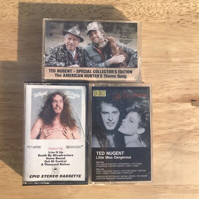 Ted Nugent 3 Cassette Lot:Cat Scratch Fever, Fred Bear, & Little Miss Dangerous