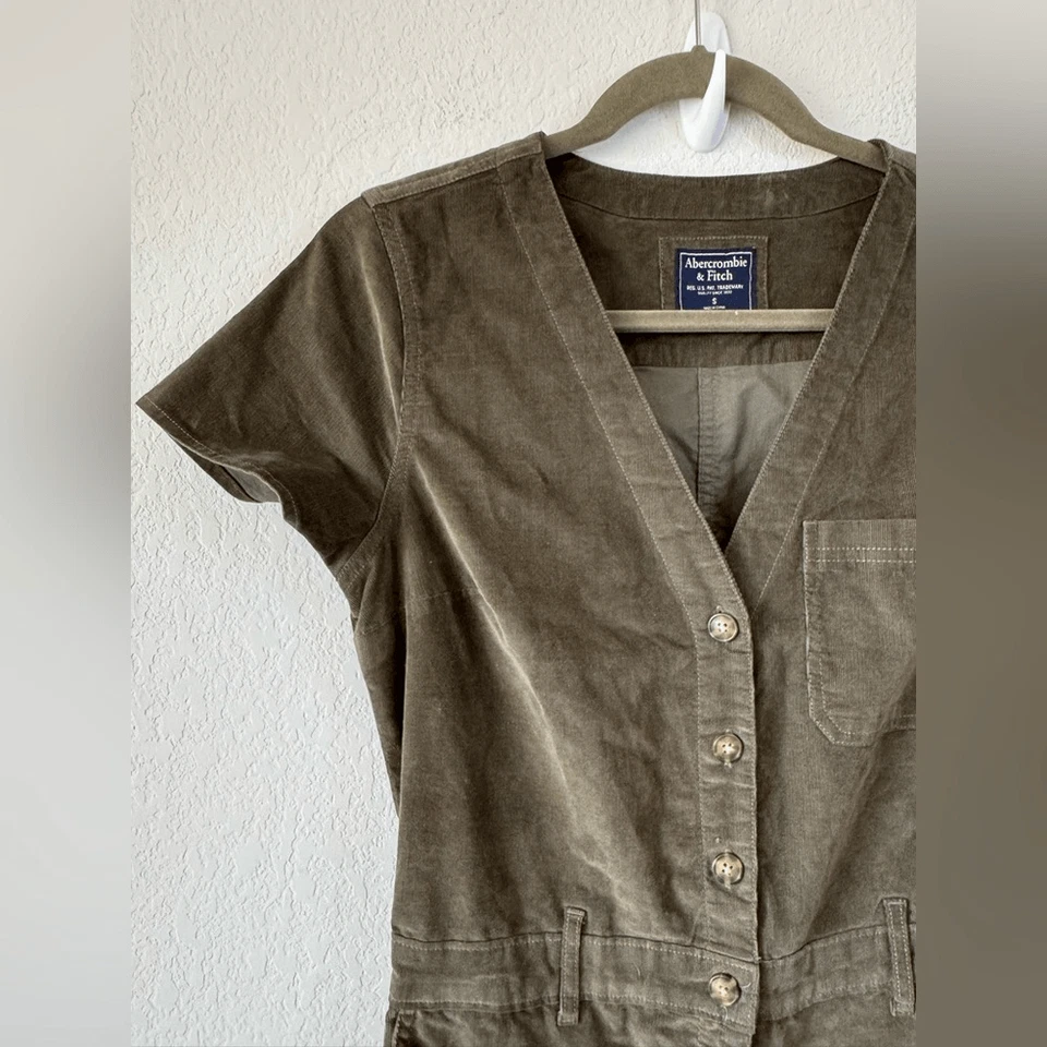 Mono utilitario Abercrombie & Fitch verde oliva talla S Preppy manga corta Y2K Foto 3 de 4