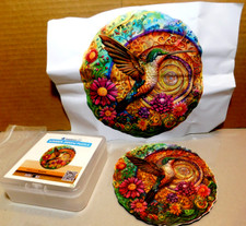 Puzzles Up Wooden Jigsaw Puzzle Size: A5 Miniature Round Hummingbird 72 Pieces
