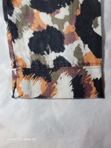 WOMENS XLP HOT COTTON BLOUSE BLACK WHITE PEACH KHAKI GREEN SPLOTCHES OF COLOR - Picture 10 of 11