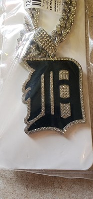 Detroit Tigers Baseball Iced Necklace Chain Approximately 20''. Gold Available 