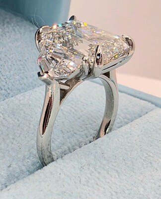 6.13 Ct D VS1 Plat Emerald Cut Lab Grown Diamond Ring IGI Cert GIA