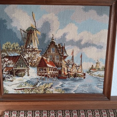 Gobelinbild groß, Handgestickt Dekoration Bild