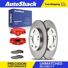 Front Brake Rotors Ceramic Pads Calipers Red for 2006-2011 Honda Civic