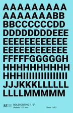 K4 G Scale Water Slide Decals Black 1/2 Inch Bold Gothic Letter Number Alphabet