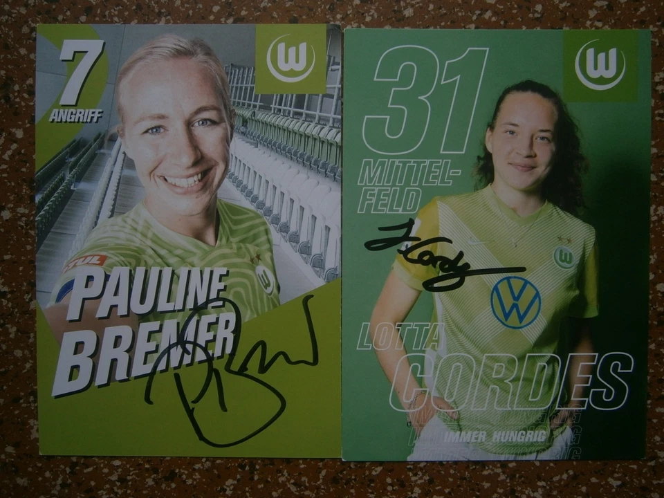 Frauenfußball - Bildautogramme - Pauline Bremer + Lotta Cordes - VfL Wolfsburg - Bild 1 von 1