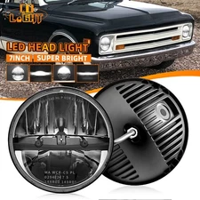 For Chevy C10 C20 C30 K10 G20 7" Inch Round LED Headlight Hi-Lo Beam Bulb Black
