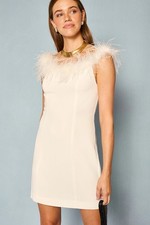 RRP£475 New Rixo London Lena Feathered Short Mini Bridal Dress SizeXXS UK6