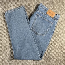 Vtg Calvin Klein Denim Jeans Men's 36x32 Straight Fit Button Fly, Distress Wash