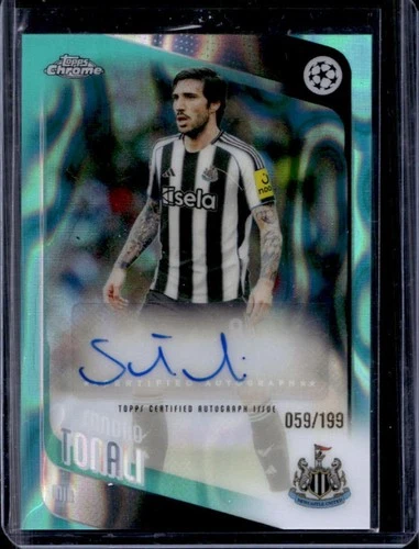 2025-26 Topps Chrome UEFA CC Sandro Tonali Auto Aqua Lava Refractor #/199