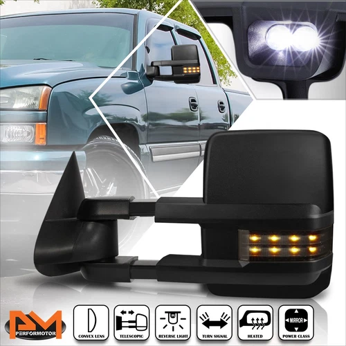 For 03-07 Silverado/Sierra Powered+Heated Towing Mirror+Smoked LED Signal Left