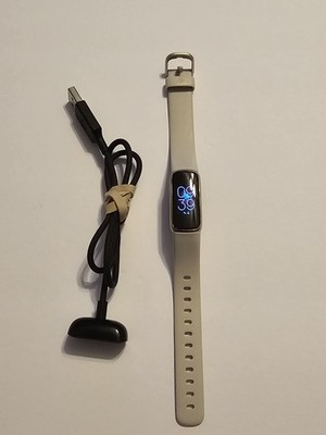 Fitbit Luxe Fitness & Wellness Tracker - Lunar White Tested Working 