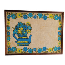 Vintage Mcm Bulletin Board Burlap RARE FIND 24”x18” silk screen