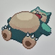 Pok mon Snorlax Mini Perler Bead Wall Art Sprite 5.5x7in