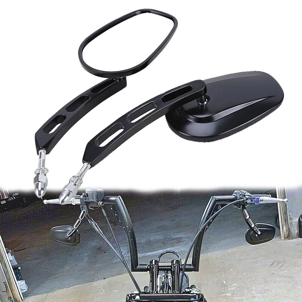 Espejos retrovisores laterales negros para Harley Touring Softail Dyna Sportster Fatboy Foto 2 de 4