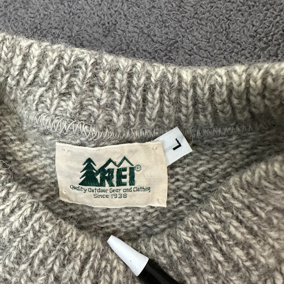 Suéter de Lana Tejido REI Vintage Años 80 Tostado Para Hombre Talla Grande Bloque de Color Envejecido Foto 2 de 4