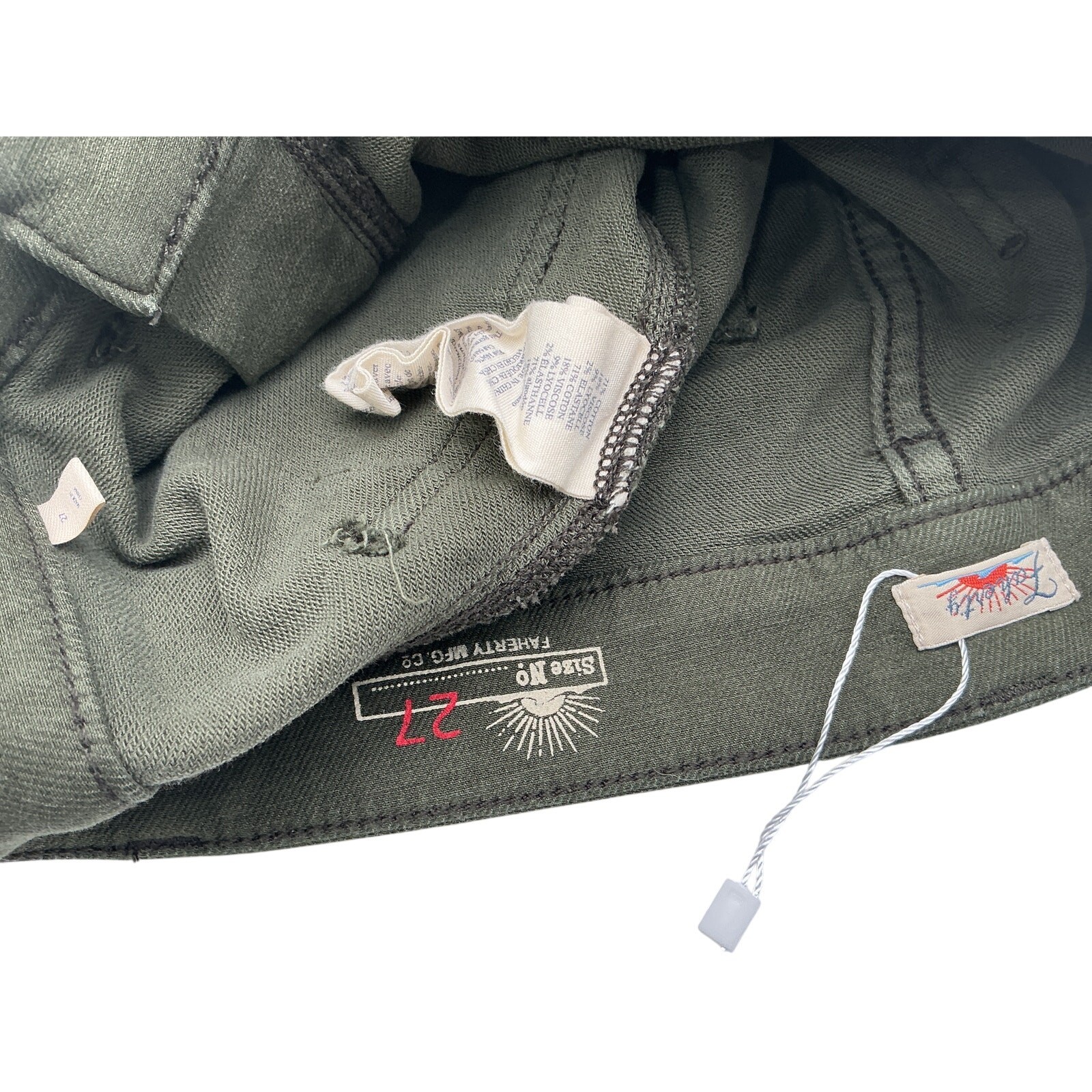 Faherty Stretch Terry Green Patch Pocket Pants Si… - image 4