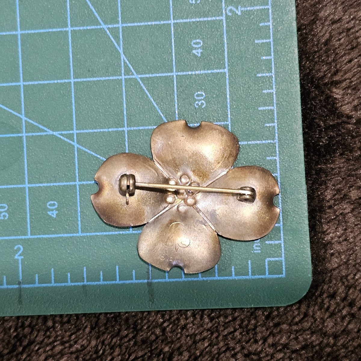 Signed NYE Sterling Vtg Stuart Nye Silver Dogwood Flower Brooch