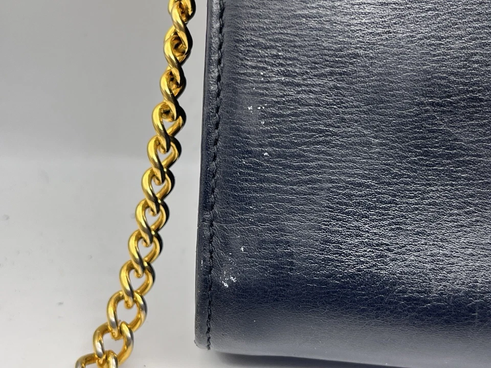 Bolso de Noche Salvatore Ferragamo Vintage Cuero Negro Bolso de Hombro Correa de Cadena Foto 4 de 4