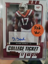 2021 Contenders Draft Picks Game Ticket Red Divine Deablo Rookie Auto RC  Raider