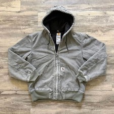 Vintage Carhartt J142 SAG Quilt Lined Hooded Sage Sandstone Jacket Size Small