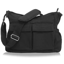 High Density Canvas Messenger Bag for Men/Women, 15 Inch Crossbody Shoulder B...