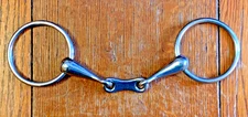 Polished Stainless Steel Ring Snaffle, English Horse Bit, 5" French Link Mouth