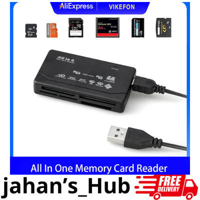 USB 2.0 Mini All-in-One Memory Card Reader   Compatible with TF, M2, XD & More