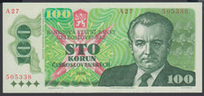 Czechoslovakia  100  Korun   1989  AU-UNC  P. 97,   Banknote, Uncirculated